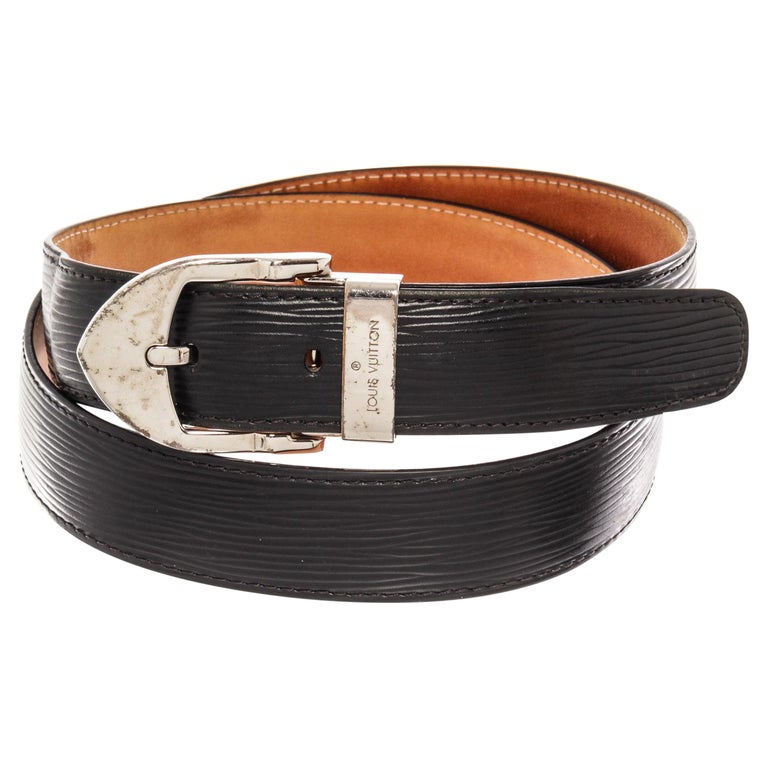 Louis Vuitton Black Silver Epi Leather Belt with leather, tan vachetta  leather at 1stDibs