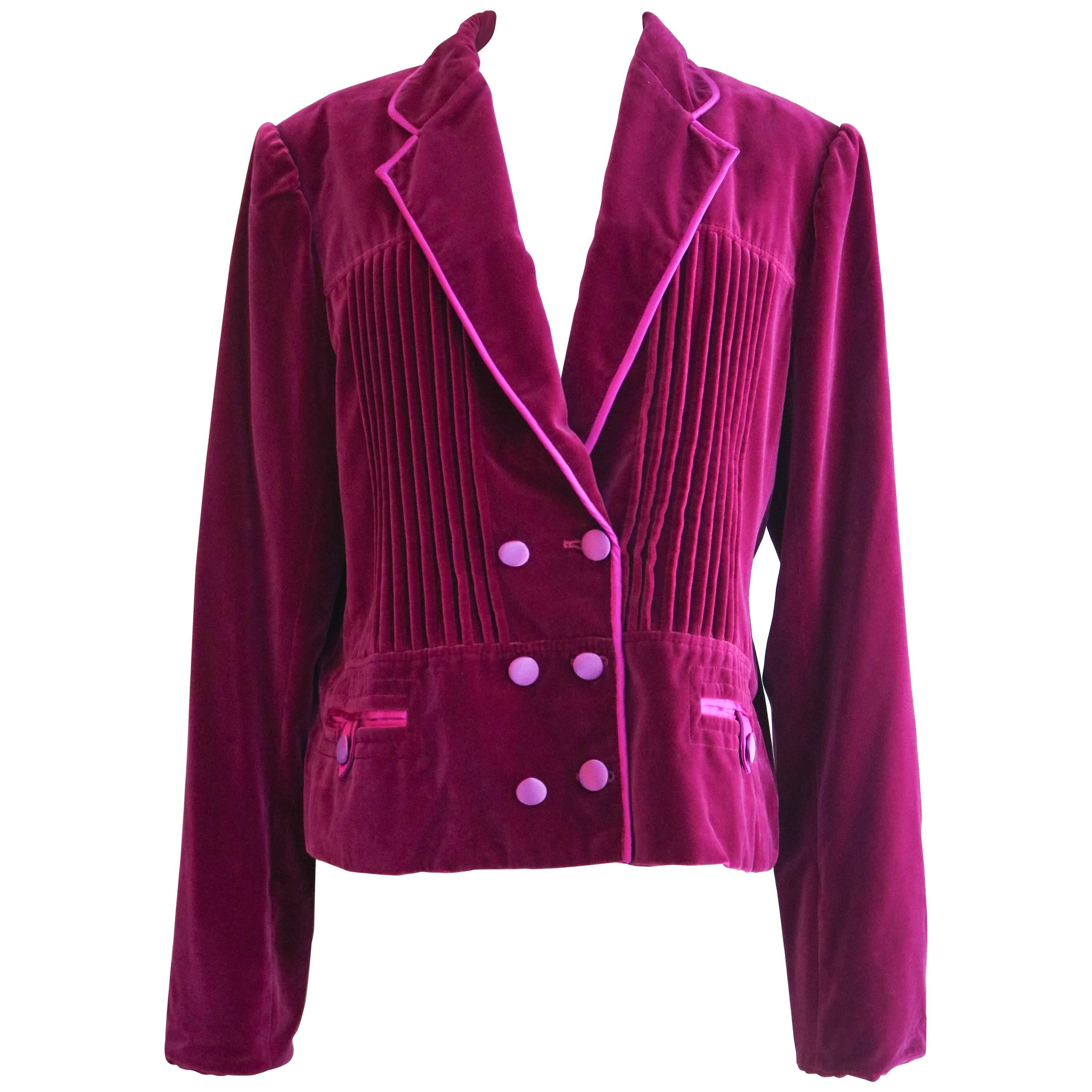 Yves Saint Laurent Rive Gauche Velvet Evening Jacket 48 For Sale