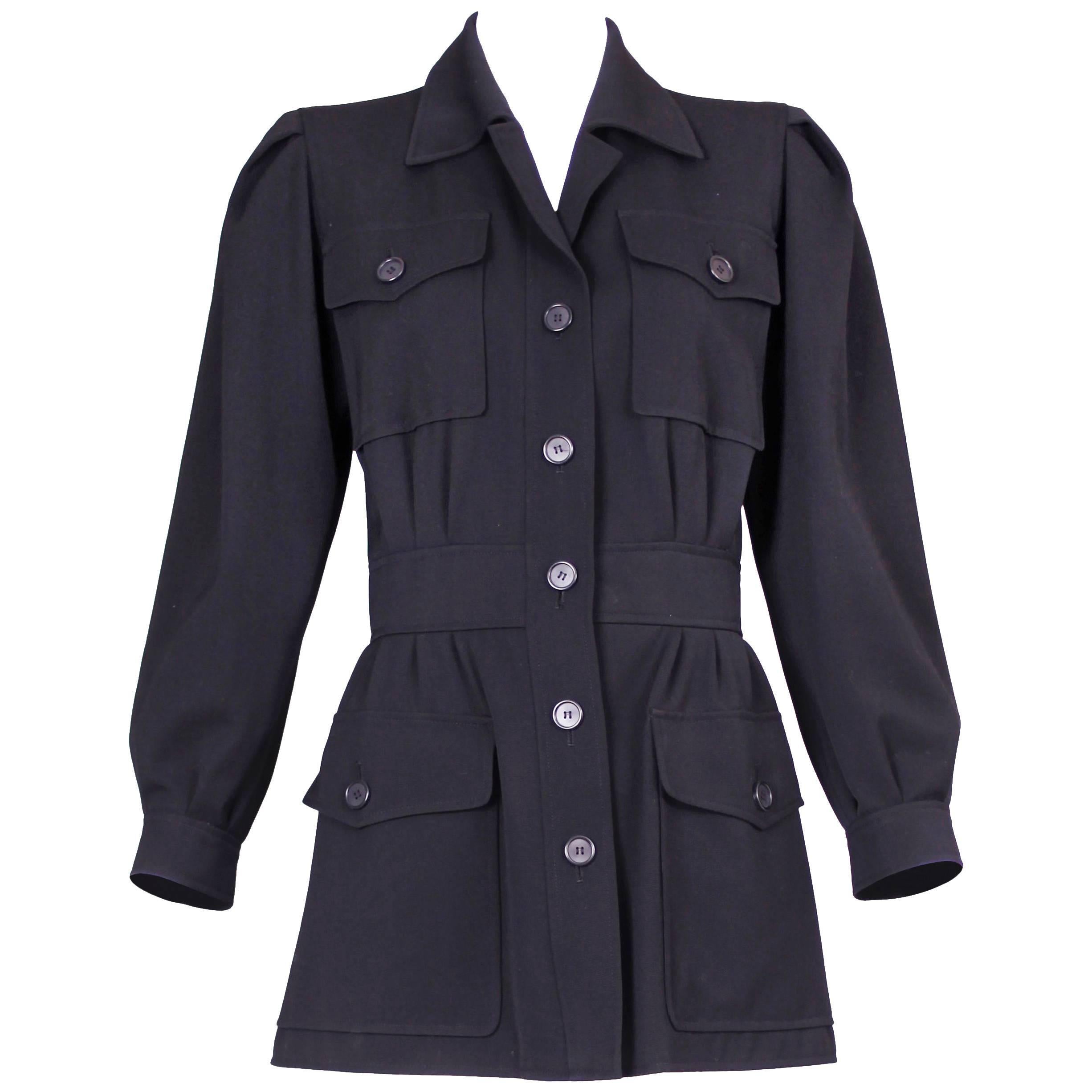Yves Saint Laurent Safari Style Navy Gabardine Jacket