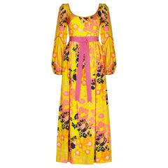 Frank Usher 1960s Psychedelic Floral Maxi Dress