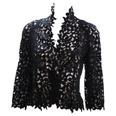 Chanel black see through lace jacket 