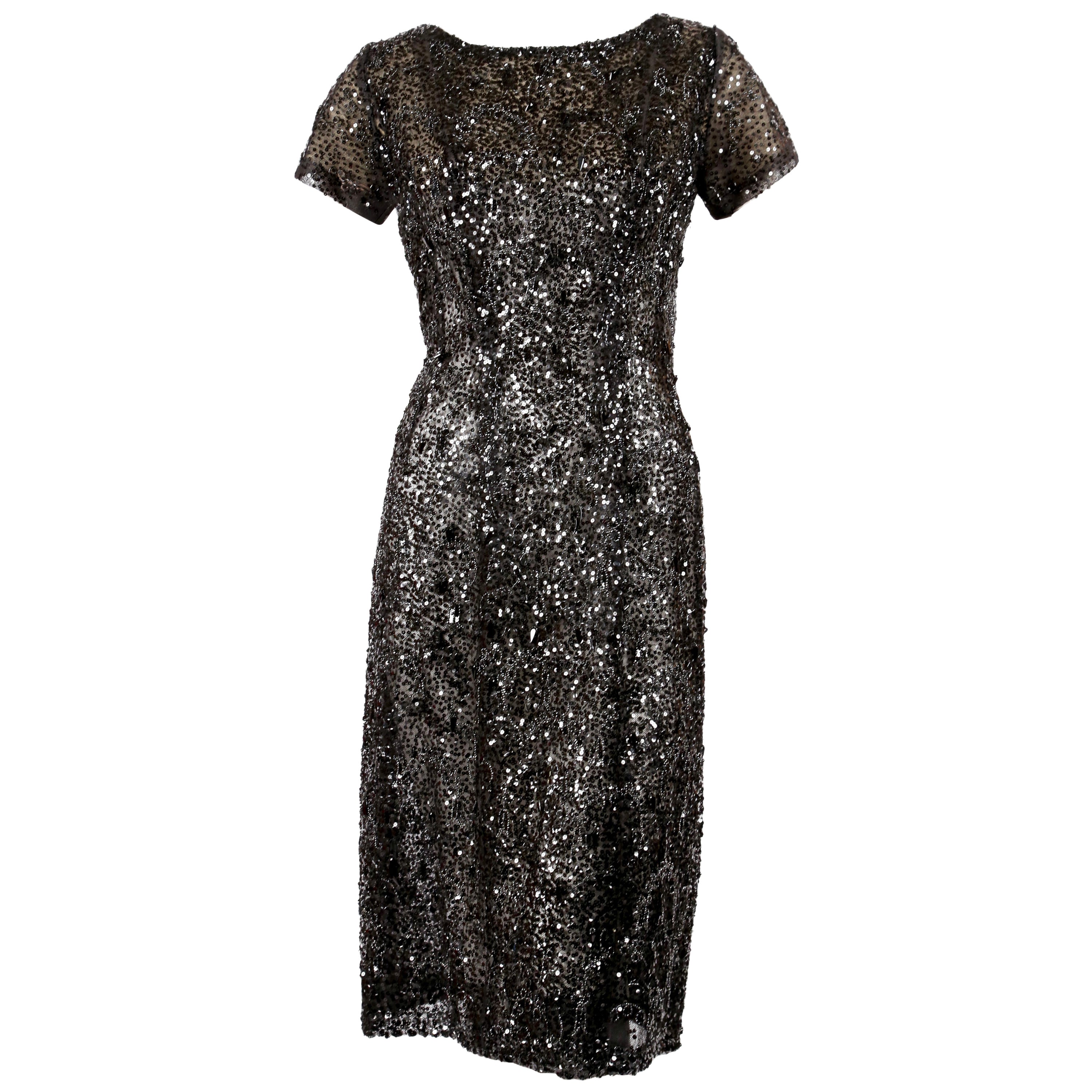 I særdeleshed Mount Vesuv Orient 60's EISA by CRISTOBAL BALENCIAGA haute couture lace dress with sequins and  beads For Sale at 1stDibs