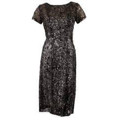 60's EISA by CRISTOBAL BALENCIAGA haute couture lace dress with sequins & beads
