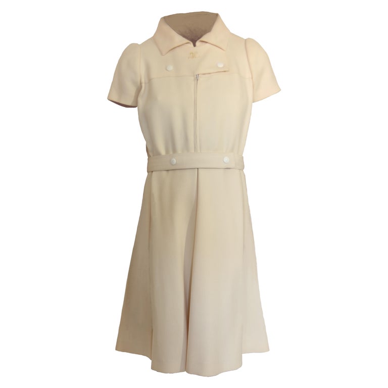 Courreges couture  cream wool dress, circa 1960