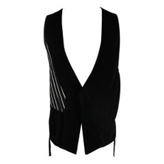 CEDRIC JACQUEMYN Size 36 Black White Stripe Ramie Linen Vest
