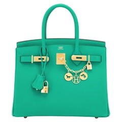 Hermes Birkin 30cm Vert Jade Birkin Green Epsom Gold Hardware Bag U Stamp, 2022