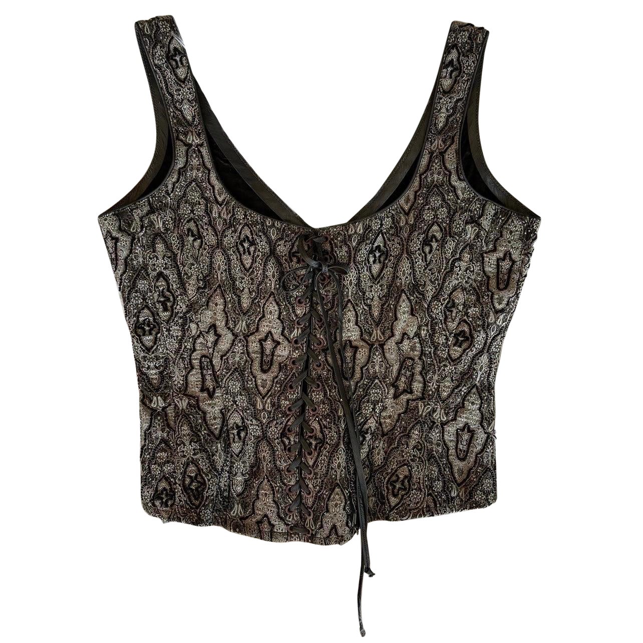 Alexander McQueen Perlenbesetztes Spitzen-Korsett-Oberteil / Bustier-Top