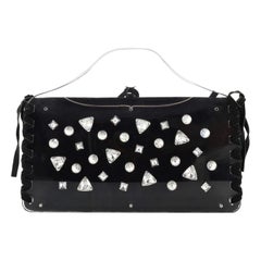 Saint Laurent Crystal Top Handle Bag Lucite and Suede Medium