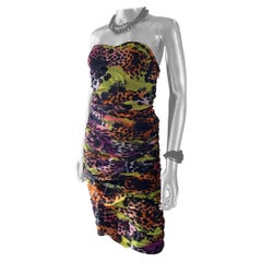 Diane Von Furstenberg African Sugar Print Drape Chiffon Bustier Dress NWT Size 8