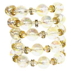 CHANEL Vintage '88 Multi-Strand Clear Bead & Strass Crystal Bracelet 8
