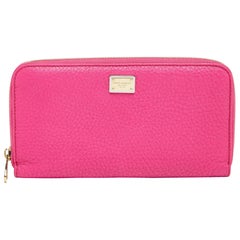 Dolce and Gabbana Pink Leather Zip Around Continental Wallet