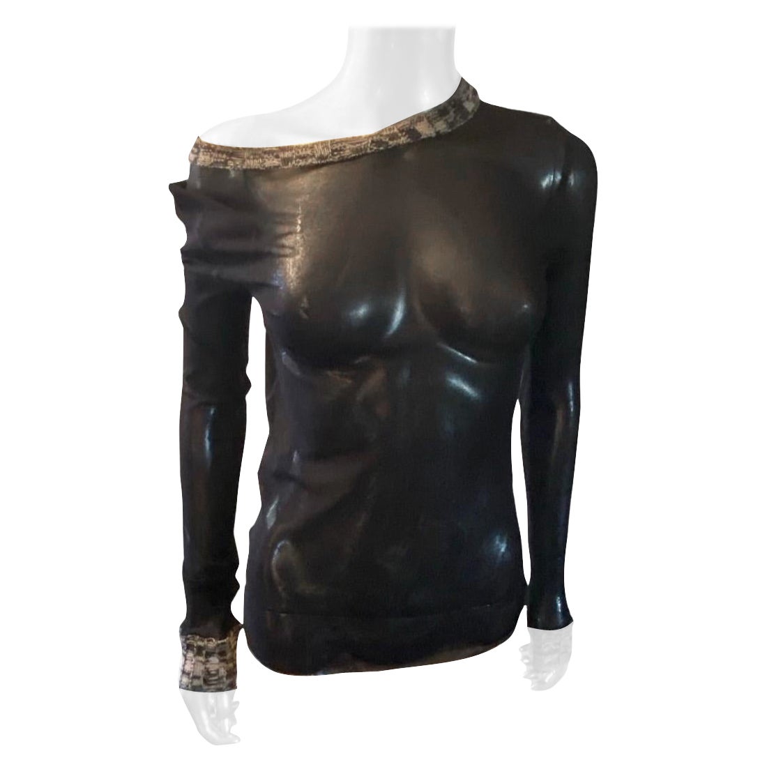 Jean Paul Gaultier Jeans Maille Femme - Maglietta a rete con bordi lavorati a mano Taglia media