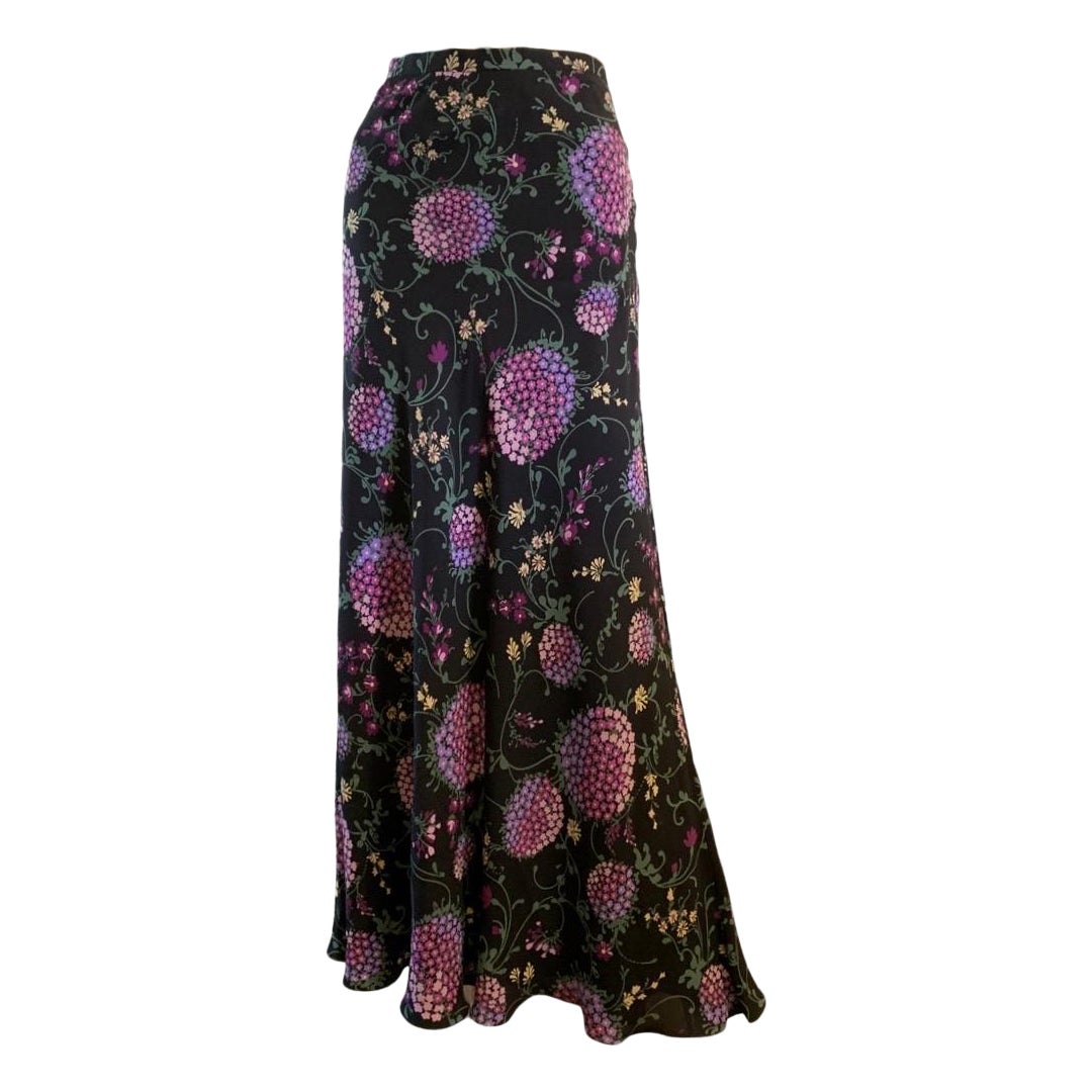 Moschino Cheap & Chic Silk Hydrangea Floral Maxi Skirt, Italy Size 8 For Sale 1