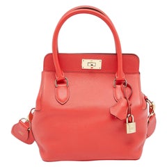 Hermes Rouge Tomate Evercolor Leather Gold Plated Toolbox 20 Bag