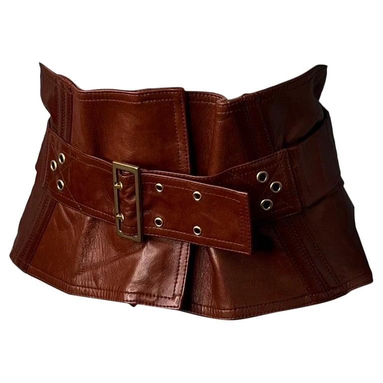 Gucci by Tom Ford 2003 cognac genuine leather corset belt 42 For Sale at  1stDibs | gucci corset belt, brown leather corset belt, cognac gucci belt