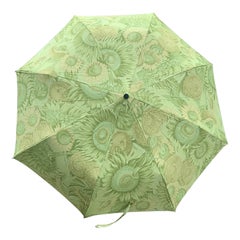 Ferragamo Green Sunflower Print Collapsible Umbrella