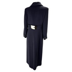F/W 1996 Gucci by Tom Ford Navy Runway G Oversized Buckle Wool Trench Overcoat