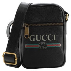 Gucci Logo Zip Messenger Bag Printed Leather Mini