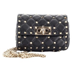 Valentino Rockstud Spike Pocket Crossbody Bag Quilted Leather