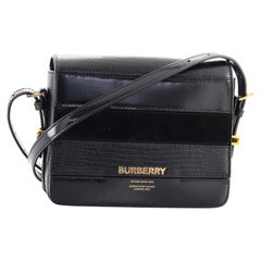 Burberry Grace Flap Bag Leather with Suede and Lizard Embossed Leather Small