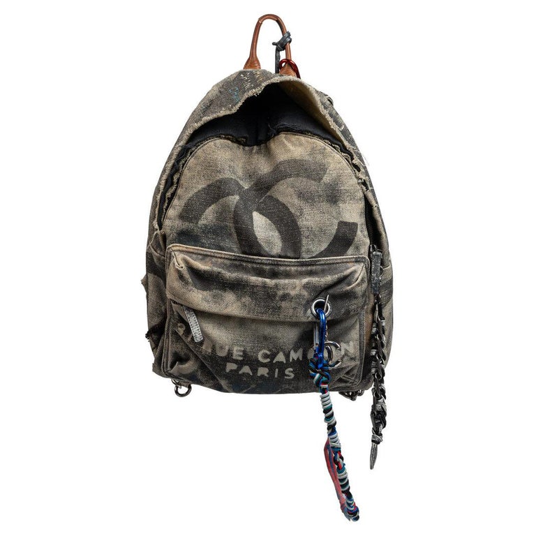 SS14 Runway Vintage Graffiti Art School Canvas Backpack