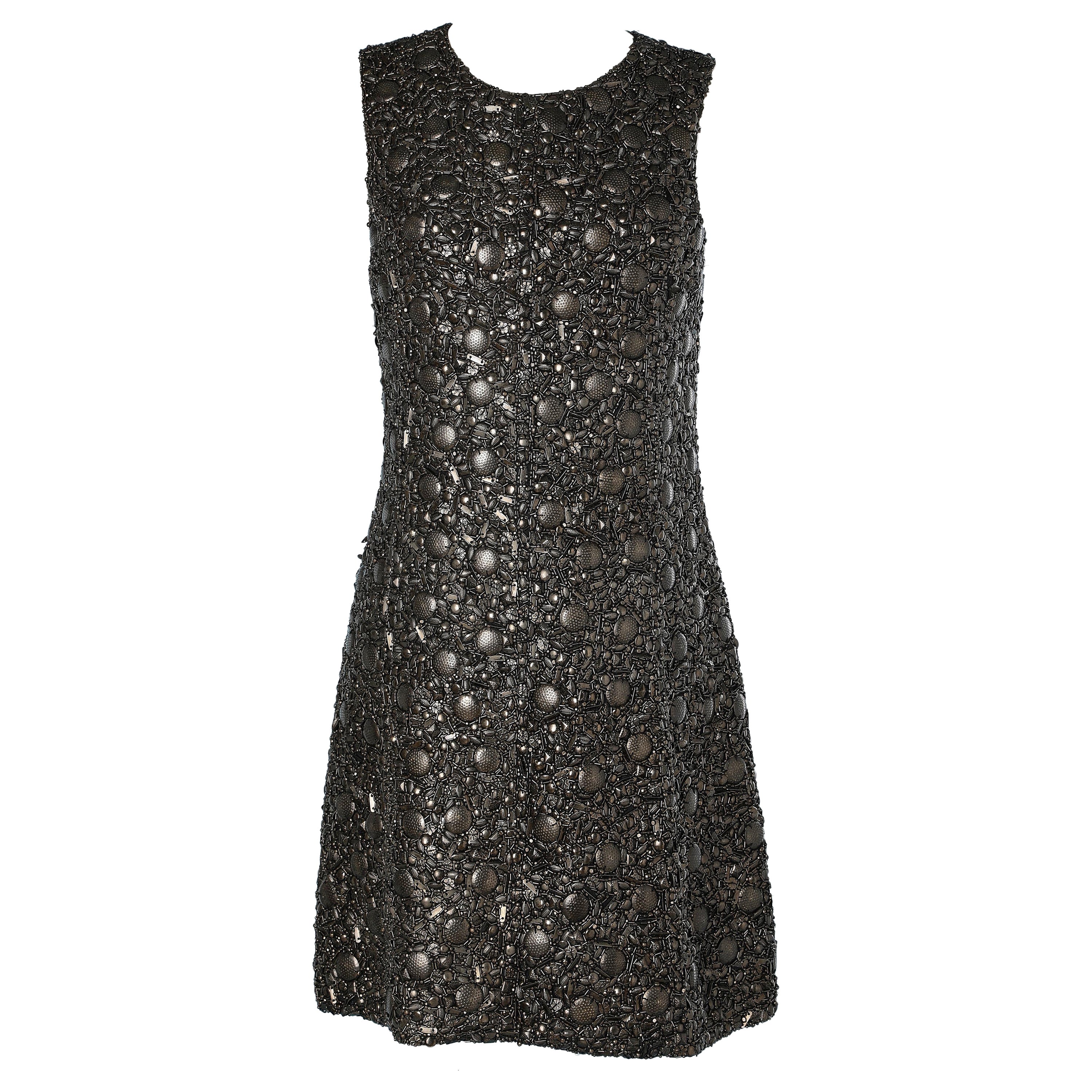 Cocktail dress fully embroidered with metallic beads Peachboo+Krejberg For Sale