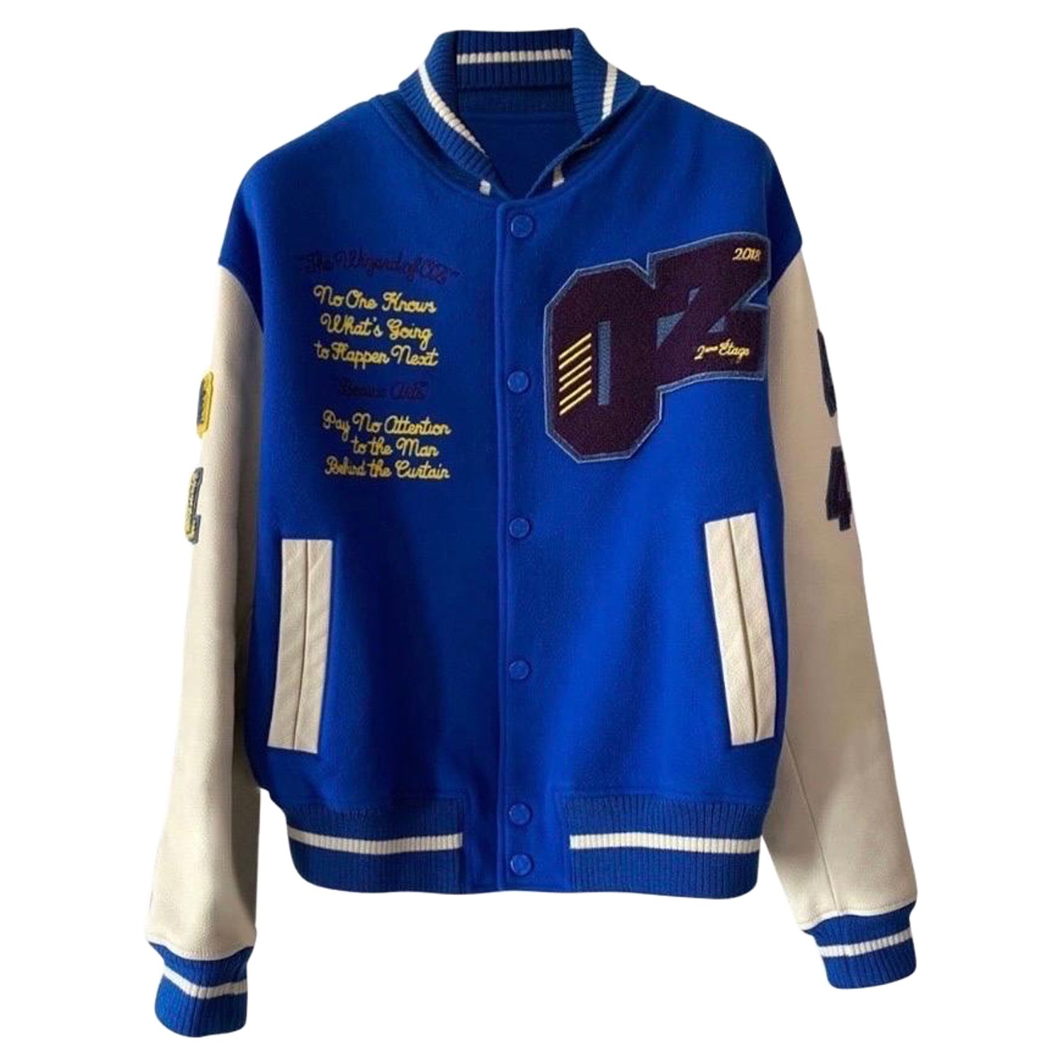 Jacket Makers Varsity Wizard of oz Plain Rainbow Blue and White Jacket