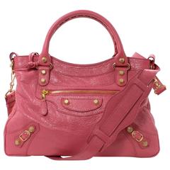 Balenciaga - Sac Arena Giant 12 Town en cuir d'agneau rose