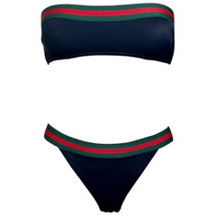 Retro Tom Ford for Gucci S/S 1999 Strapless Bra & Bikini Two-Piece Swimwear Swimsuit