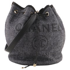 Chanel Deauville Drawstring Bucket Bag Raffia with Glitter Detail Medium 