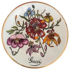 Rare cendrier/serviette/porte-joaillerie vintage à fleurs en porcelaine Gucci 