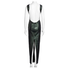 Mario Valentino green leather open back full-length dress, fw 1999