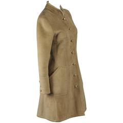 Chanel 1996A Boutique Tan Suede Lambswool Shearling Coat FR 38 8