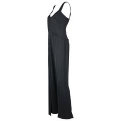 Chanel Boutique1999P Black Silk Jumpsuit with Floating Long Side Panel FR 42