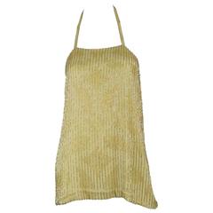 Chanel 1999A Sparkling Gold and Green Vertical Hand Beaded Halter Top FR44 11