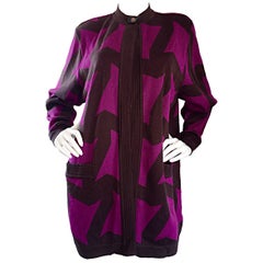 Vintage Benard Holtzmah for Harve Benard Fuchsia Brown Swiggle Cardigan Sweater