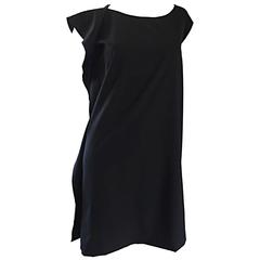 1990s Jil Sander Minimalist Black Deconstructed Asymmetrical Draped Dress 90s 10