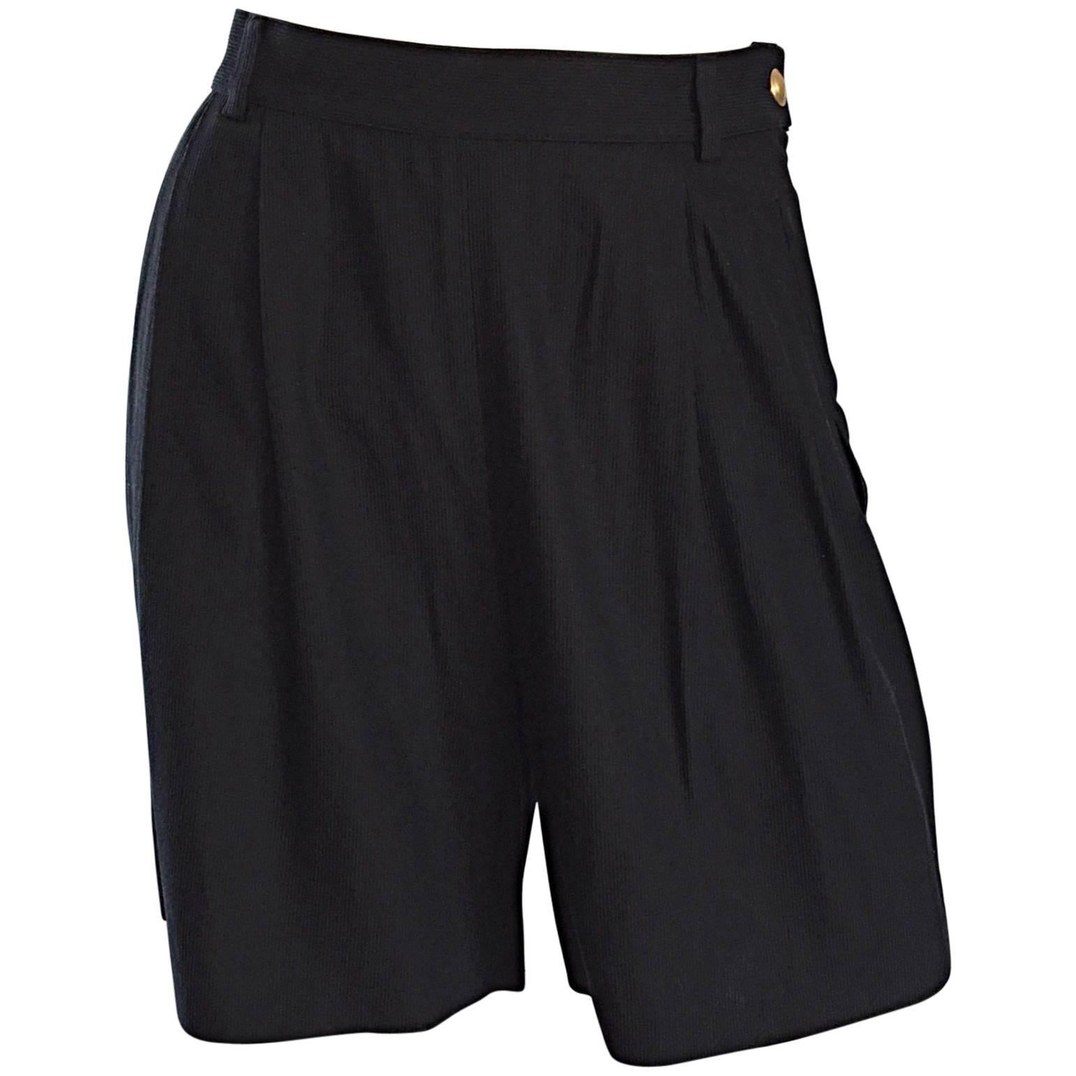Important Tom Ford for Gucci Black Vintage High Waisted 1990s 90s Shorts  For Sale