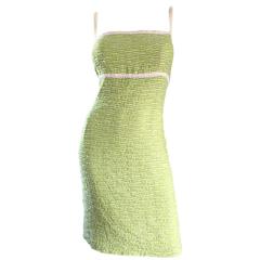 Escada Margaretha Ley Late 1990s Light Green White Boucle Size 42 12 - 14 Dress 3