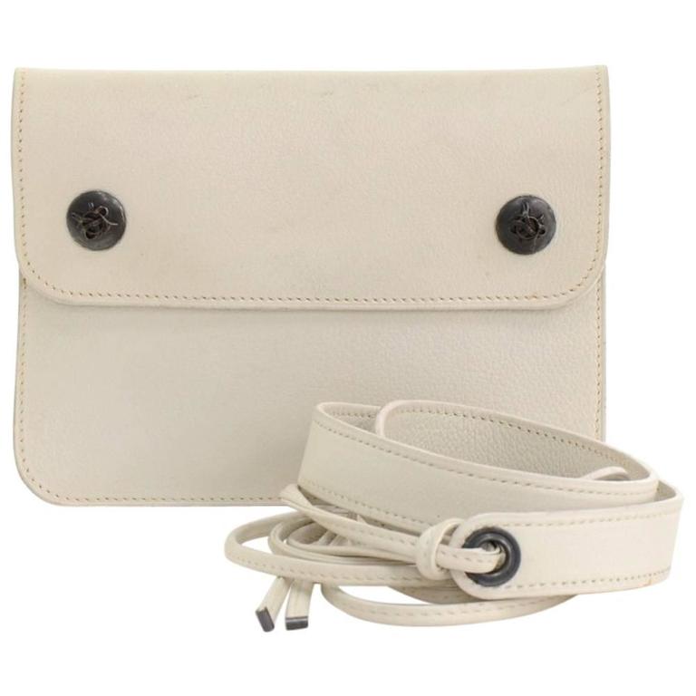 Vintage Hermes White Leather Waist Pouch Bag For Sale at 1stdibs
