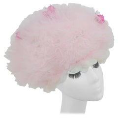Pink Tulle Hat With Roses, 1960's