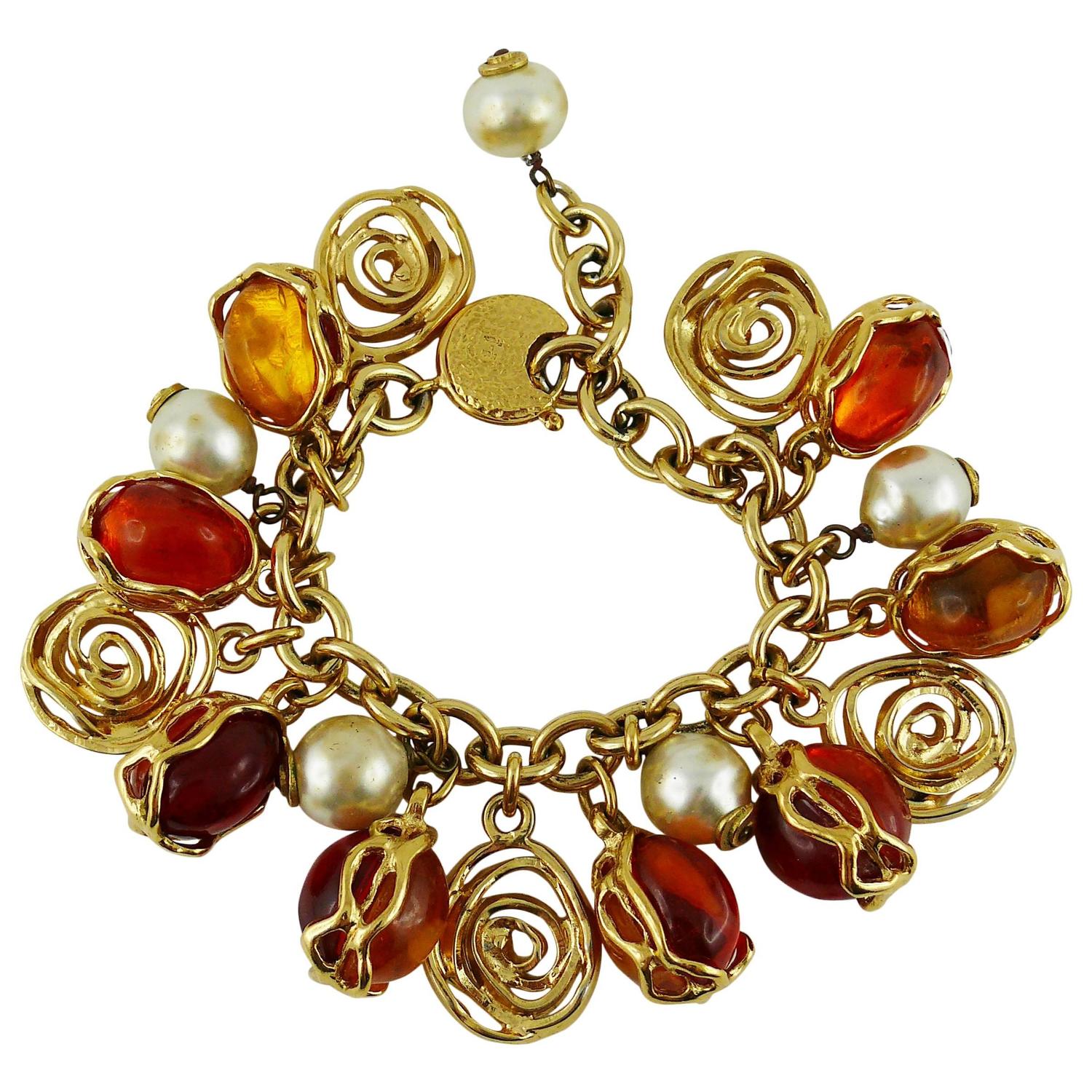 Yves Saint Laurent YSL Vintage Charm Bracelet For Sale at 1stdibs