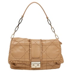 Dior Tan Quilted Ruffle Leather New Lock Flap Bag