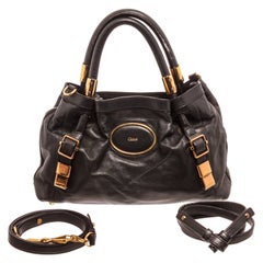 Chloe Black Leather Victoria Shoulder Bag with gold-tone hardware