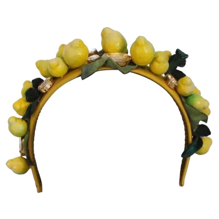 Accessoire à cheveux diadème Dolce and Gabbana en cristal de soie jaune de  Sicile couleur citron En vente sur 1stDibs