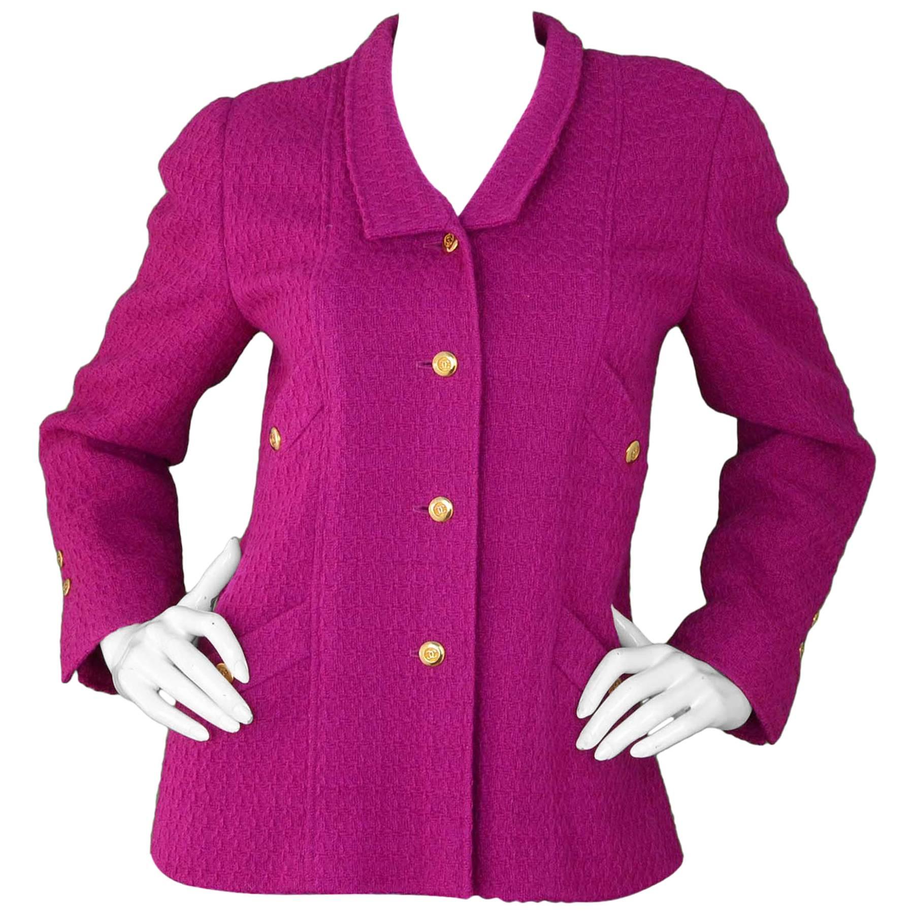 Chanel Fuchsia Wool Jacket sz 42 