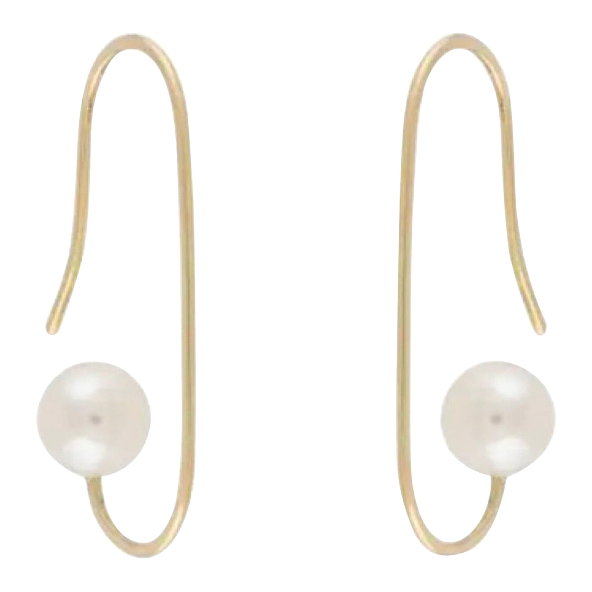 Freshwater Pearl 18-Karat Yellow Gold Forging Paperclip Earrings