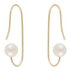Used Freshwater Pearl 18-Karat Yellow Gold Forging Paperclip Earrings