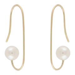 Freshwater Pearl 18-Karat Yellow Gold Forging Paperclip Earrings