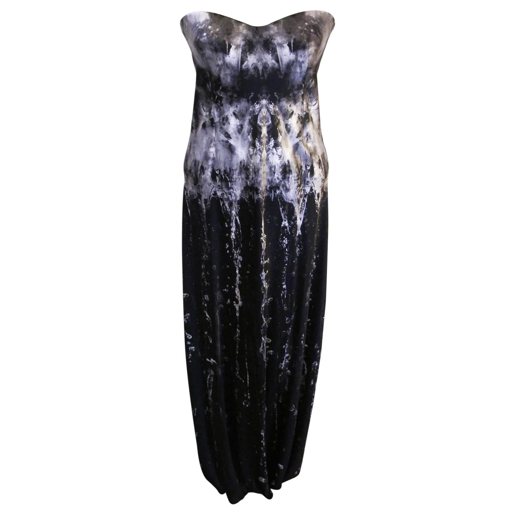 Alexander McQueen Ice-To-Water Print Strapless Evening Gown For Sale